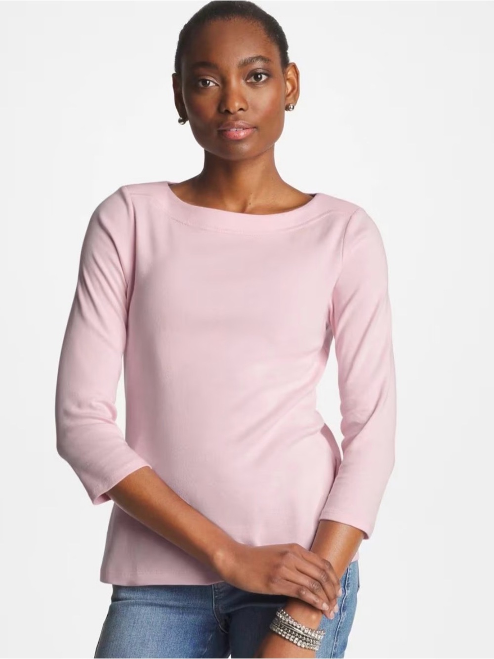 NWT CHICOS PIMA PINK 3/4 SLEEVE BASIC KNIT TEE SHIRT TOP SZ 3 (16-XL)